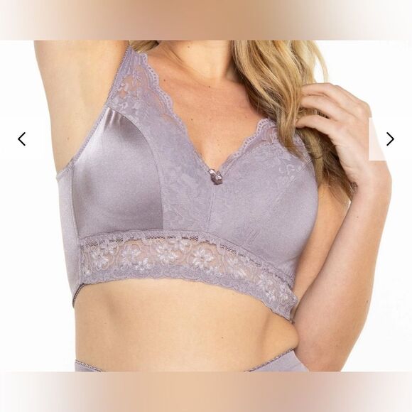 Rhonda shear womens plus size Lace Trim bra 2x greyish lavender NWOT - Picture 1 of 10
